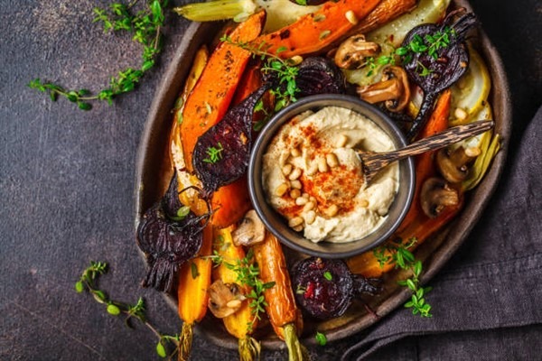 Spicy Yogurt with Roasted Vegetables